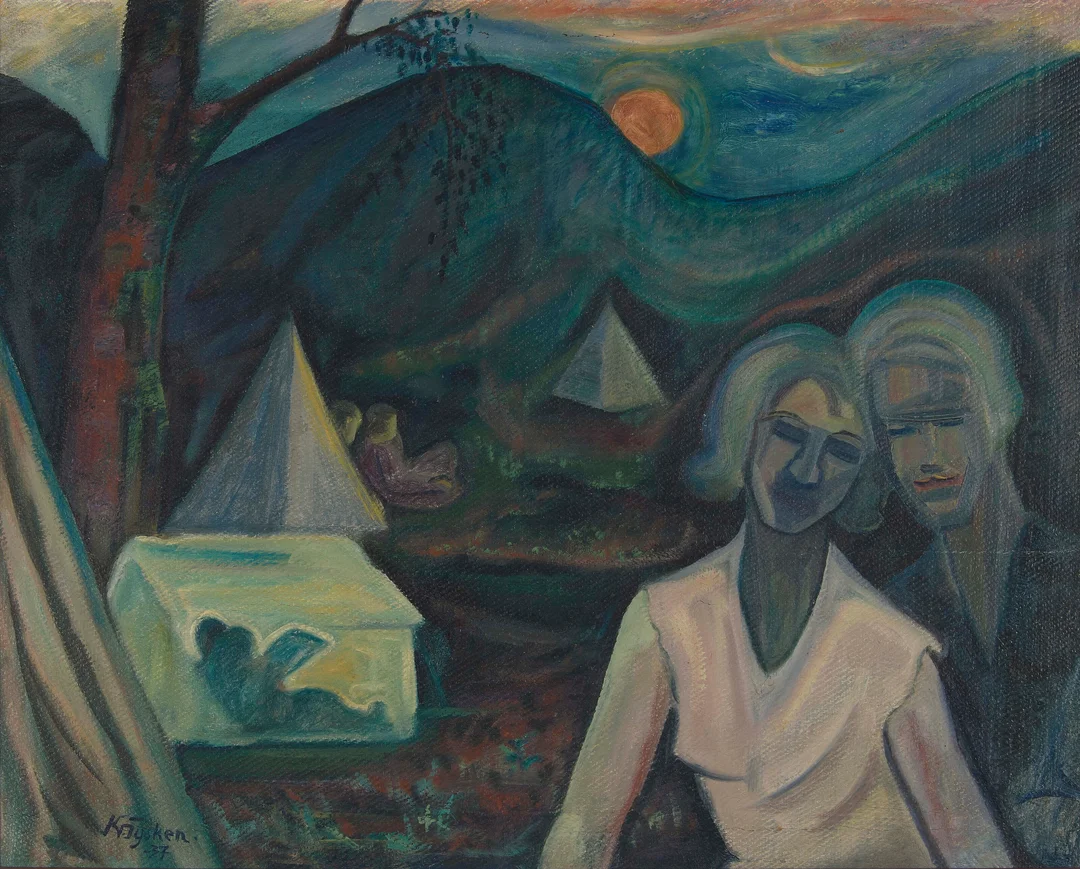 Tysken, Kristian — "Natt i teltleiren" 1937 — Kunst/Maleri — Blomqvist