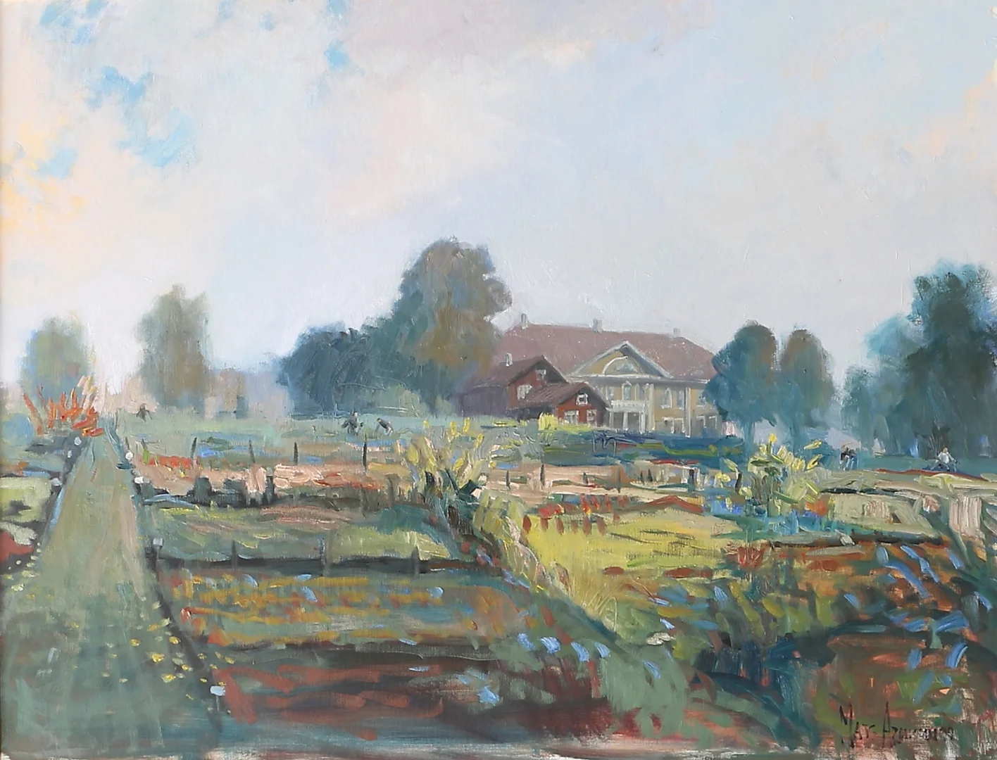 MATS ARONSSON. "Himmel och jord". Olja på duk, signerad, daterad aug 99 a tergo. — Paintings — Växjö Auktionskammare