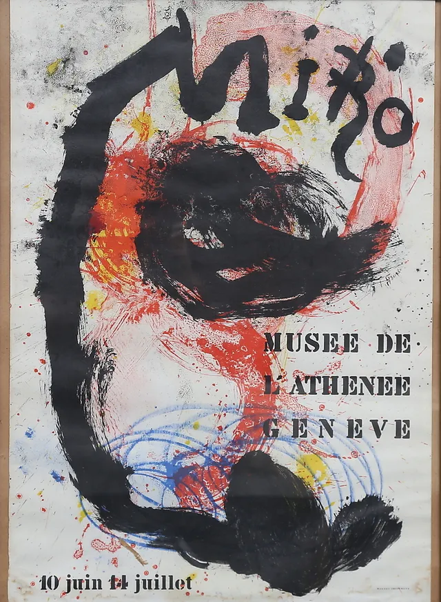 JOAN MIRÓ. EFTER. Utställningsaffisch, färglitografi, Musee De L'Athenee, Geneve, Maeght Primeur. Osignerad. 1961.