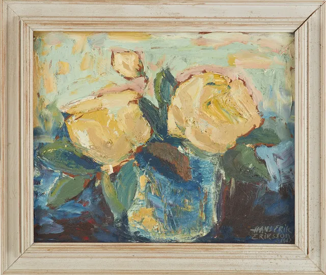 HANS ERIK ERIKSSON. blomsterstilleben, olja på pannå, signerad och daterad, 1963.