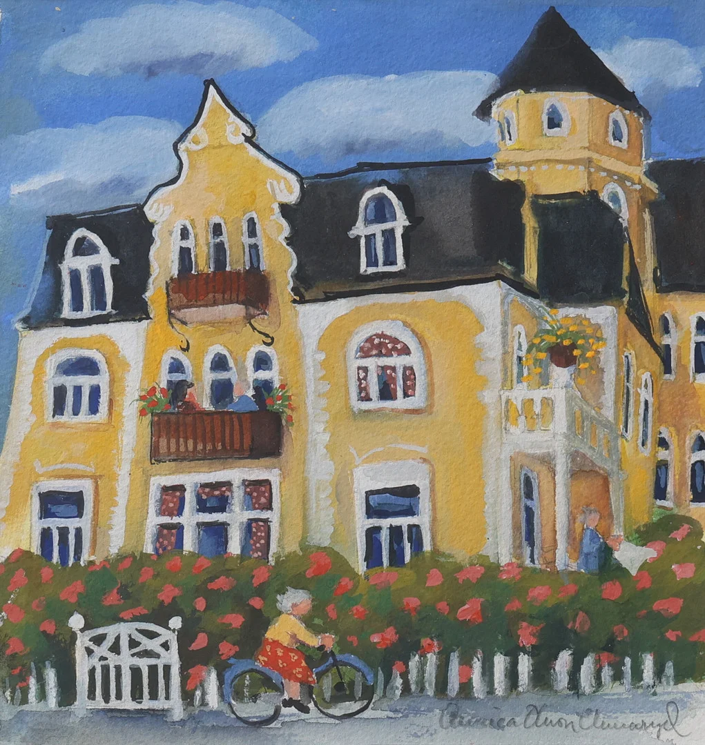 ANNICA UNNARYD SCHÖNHULT (FÖDD 1959). Cyklist, blandteknik, signerad. — Paintings — Garpenhus Auktioner