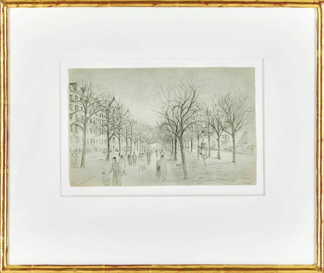 NILS TYDÉN (1889-1976), Strandvägen, Stockholn - flanörer, signerad, blyerts. — Miscellaneous — Crafoord Auktioner Stockholm
