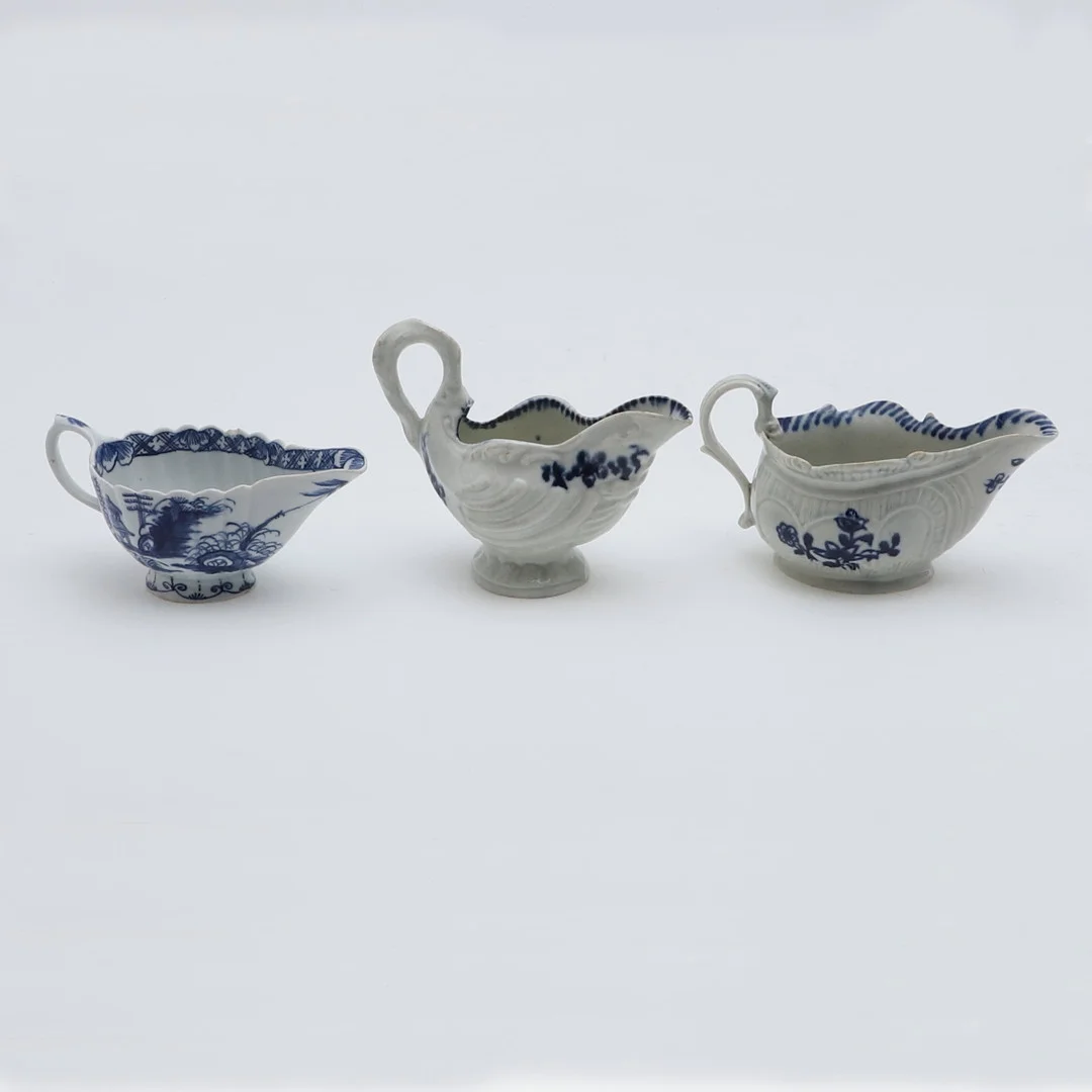 ENGLISH 18THC BOW SAUCEBOAT & TWO OTHER SAUCEBOATS. — European — Lawrences Auctioneers