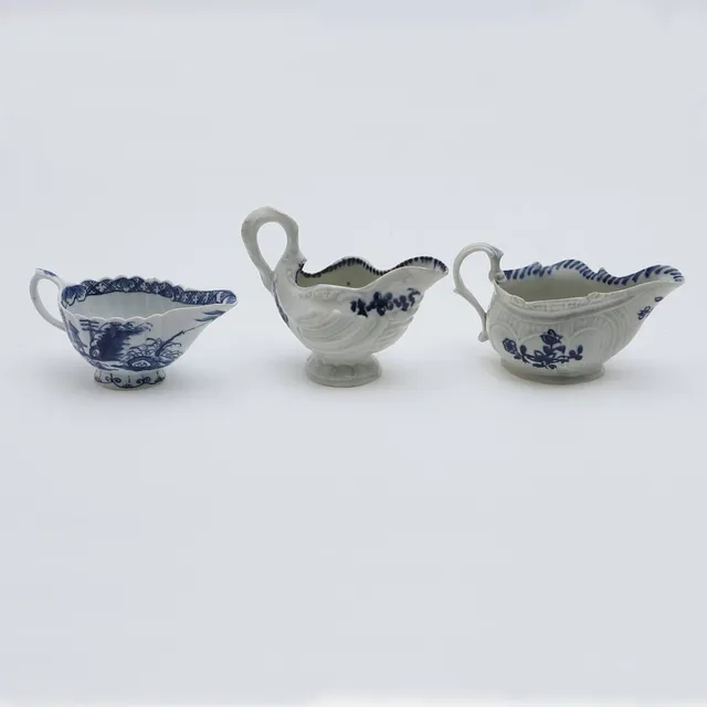 ENGLISH 18THC BOW SAUCEBOAT & TWO OTHER SAUCEBOATS.