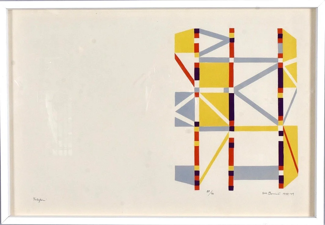 OLLE BONNIÉR. färglitografi, Telefoni. — Engravings & Prints — Halmstads Auktionskammare