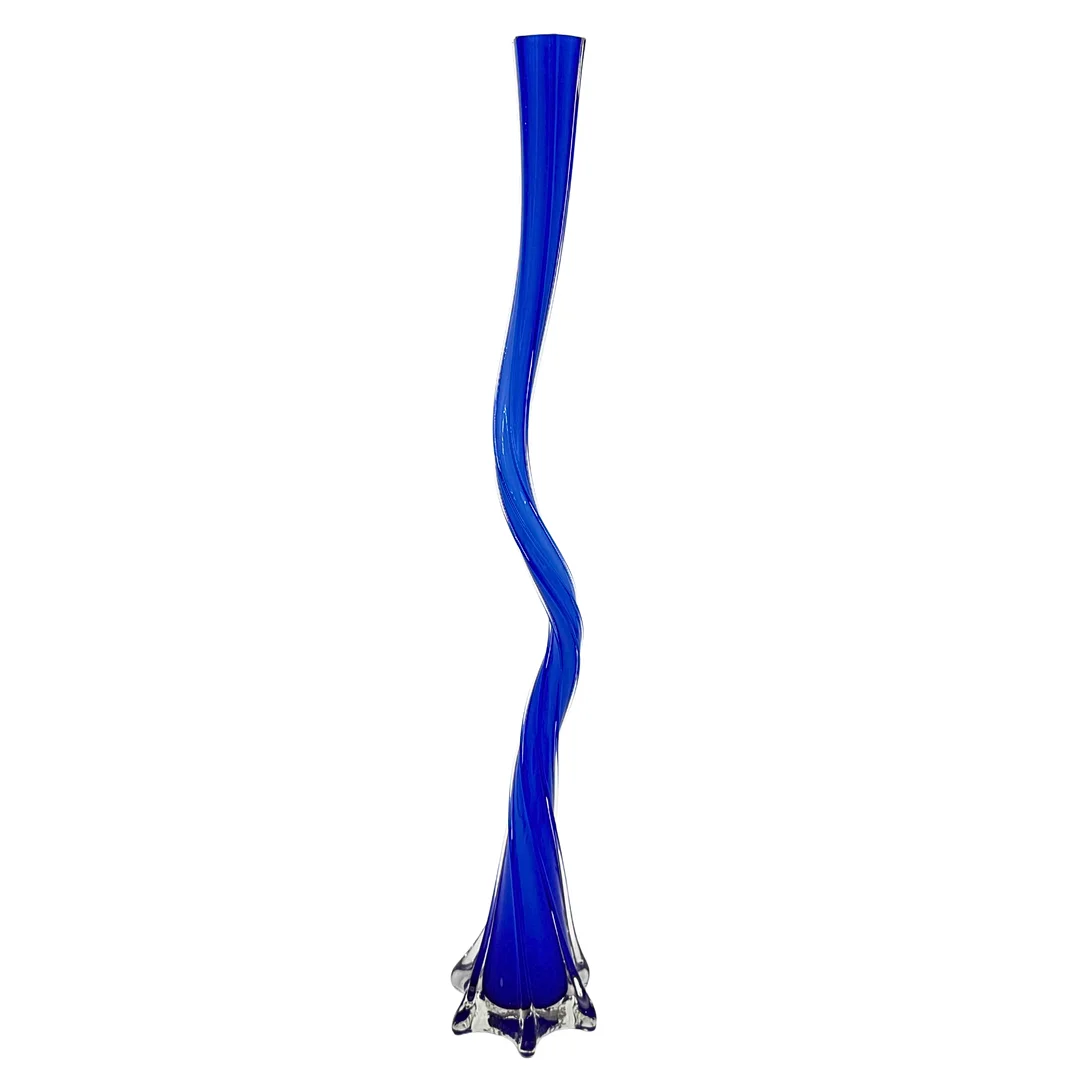 GROSSE BLAUE GLASVASE, MUNDGEBLASEN, ZWEITE HÄLFTE DES 20. JAHRHUNDERTS. — Art glass — Auktionshaus Stuber's Hammerschlag