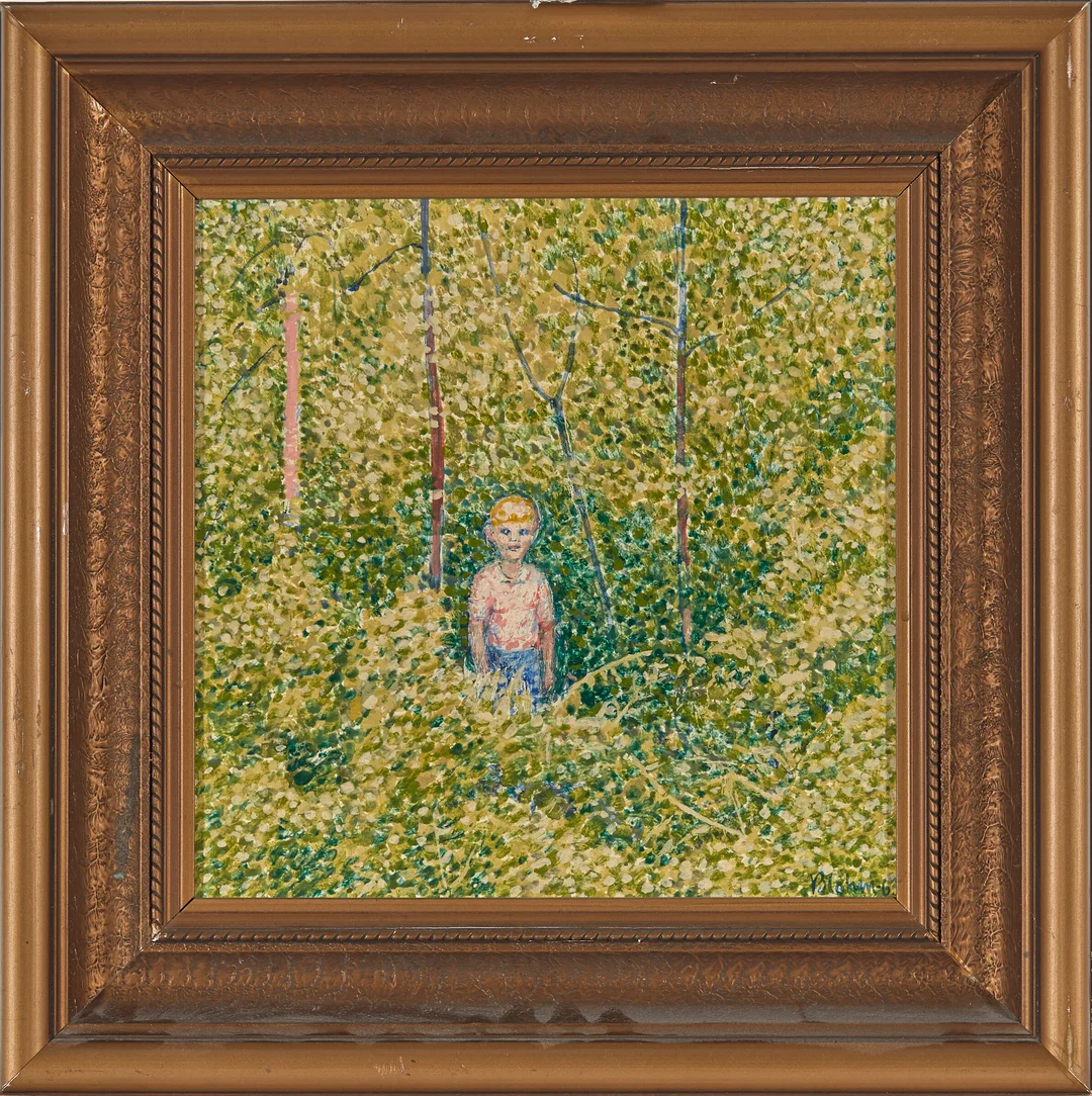 Blohm, Roy — Gutt mellom trærne, 1963 — Kunst/Maleri — Blomqvist
