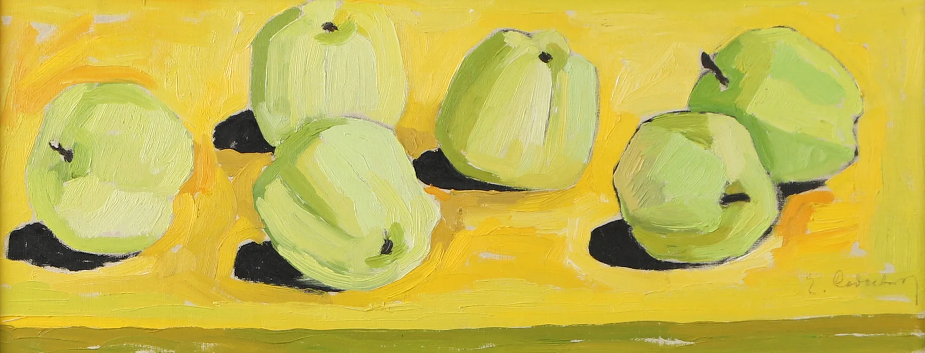 ERIC CEDERBERG. Stilleben med äpplen, olja på pannå, signerad E. Cederberg. — Paintings — Helsingborgs Auktionskammare