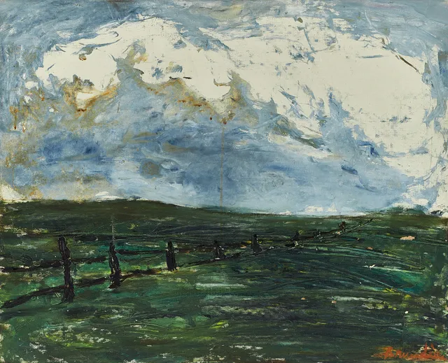 HANNA BRUNDIN (Malmö 1914-2000 Malmö), Fältet, signerad Brundin, olja på duk.