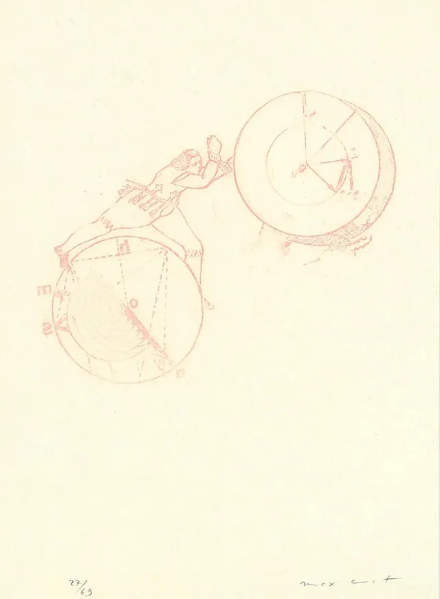 “The Logician” from Lewis Carroll's Wunderhorn, 1970. Signed Max Ernst 27/69. Lithograph on Japan paper. Visible size 30.5×22.5 cm.