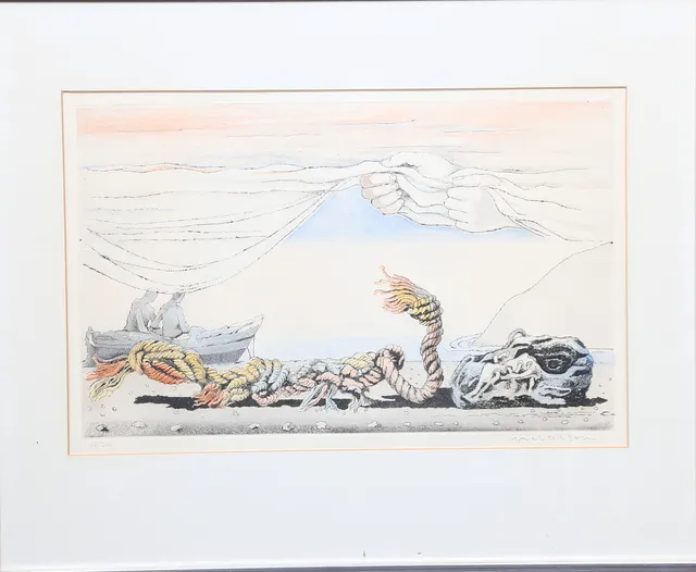 AXEL OLSON. "Vindfläkt". Färgetsning, signerad och numrerad 66/260.