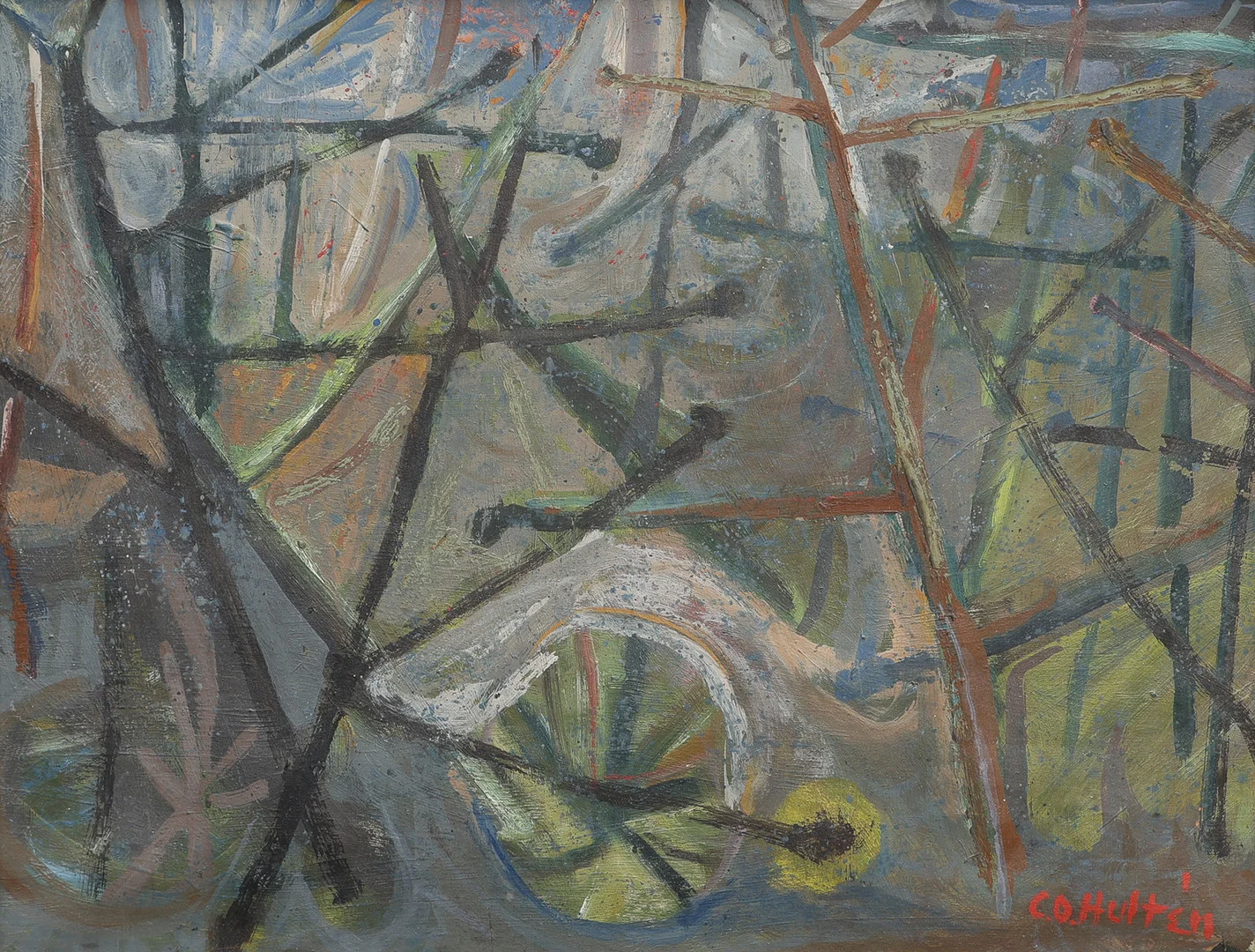 CARL-OTTO HULTÉN 1916-2015. OLJA PÅ PAPP, "NATUR", SIGNERAD. — Paintings — Crafoord Auktioner Lund