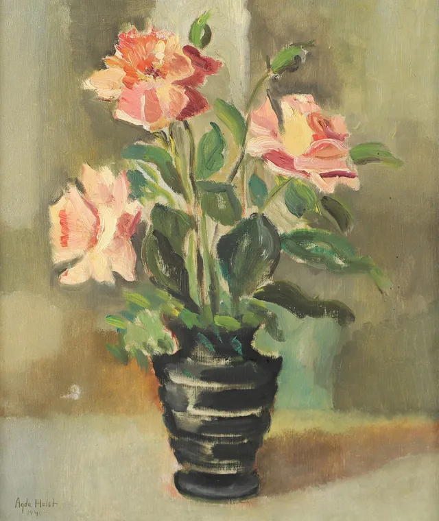 AGDA HOLST. Blomsterstilleben, olja på duk, signerad 1940.