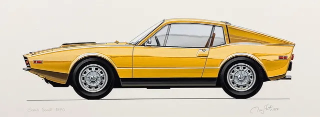 RONY LUTZ FÖR SAAB. Original. Saab Sonett III, Midnight Sun Yellow.