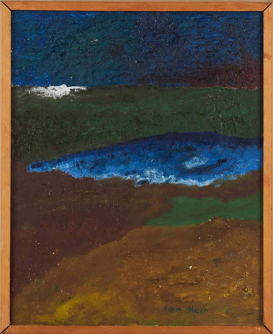 KARIN OLSSON (1928-2006). Landskap, signerad Karin Olsson, olja på duk. — Paintings — Stockholms Auktionsverk Magasin 5