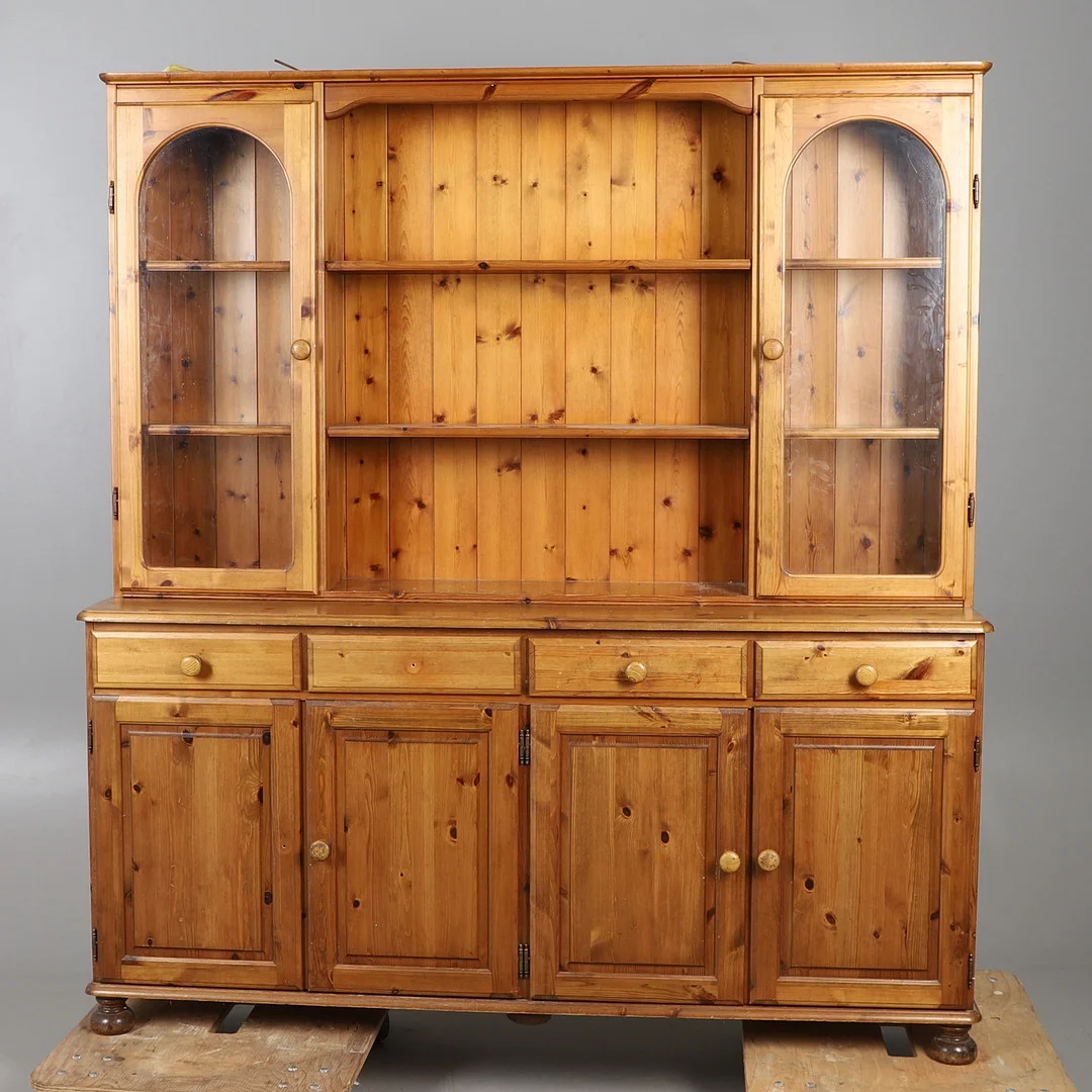 MODERN PINE GLAZED DRESSER. — Cupboards, Cabinets & Shelves — Lawrences Auctioneers