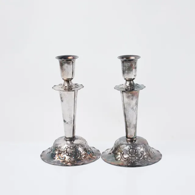 LJUSSTAKAR, 1 par, silver, GAB, Stockholm, 1953.