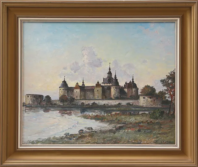 LAGE CARLZON. OLJA på duk, Kalmar Slott, signerad, 1900-tal.