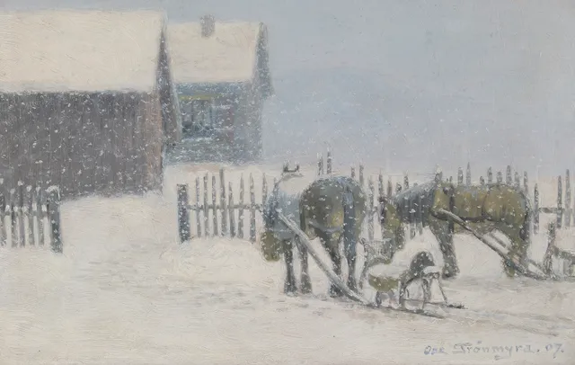 Grønmyra, Oscar — Hestene hviler, 1907