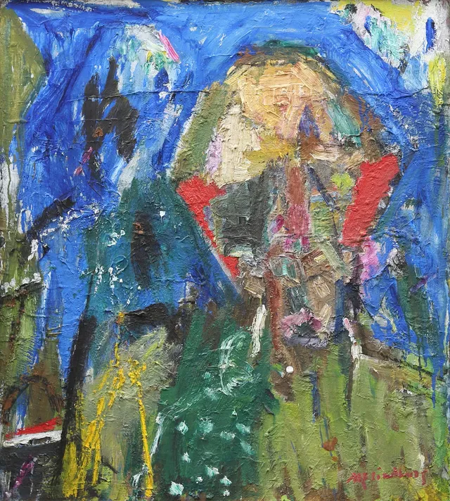ALF LINDBERG (1905-1990). "Mot blått", olja på duk, signerad.