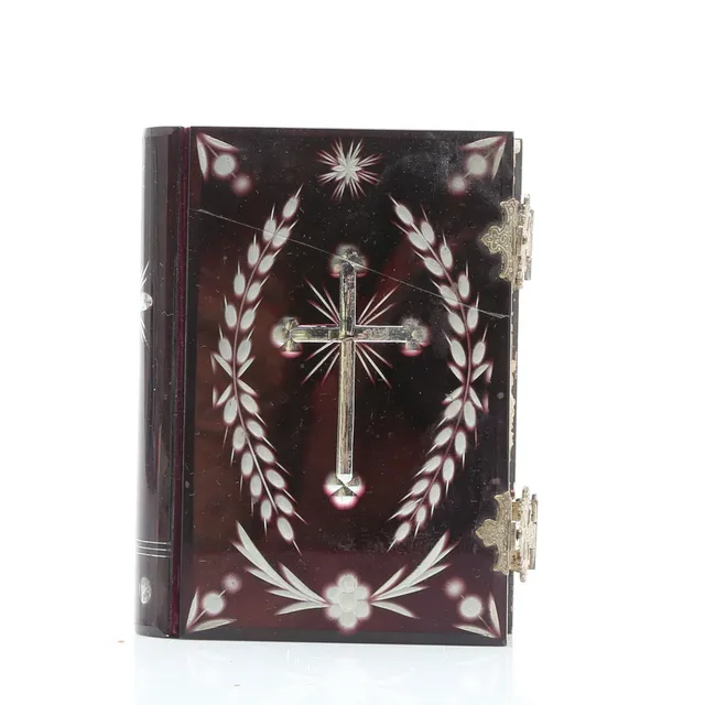Devotional book with bevelled, engraved and silvery glass binding, 19th Century.