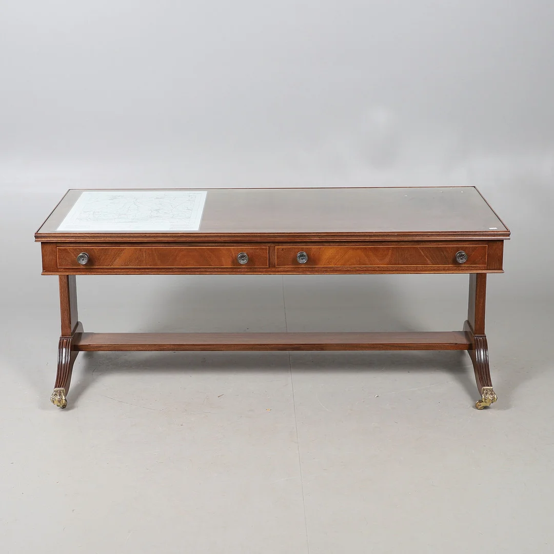 A REGENCY STYLE MAHOGANY LOW STRETCHER TABLE. — Tables — Lawrences Auctioneers