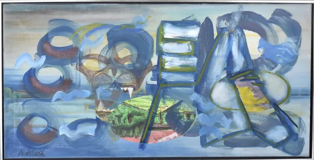 PETER WAHLBECK. Akryl på duk med collage.