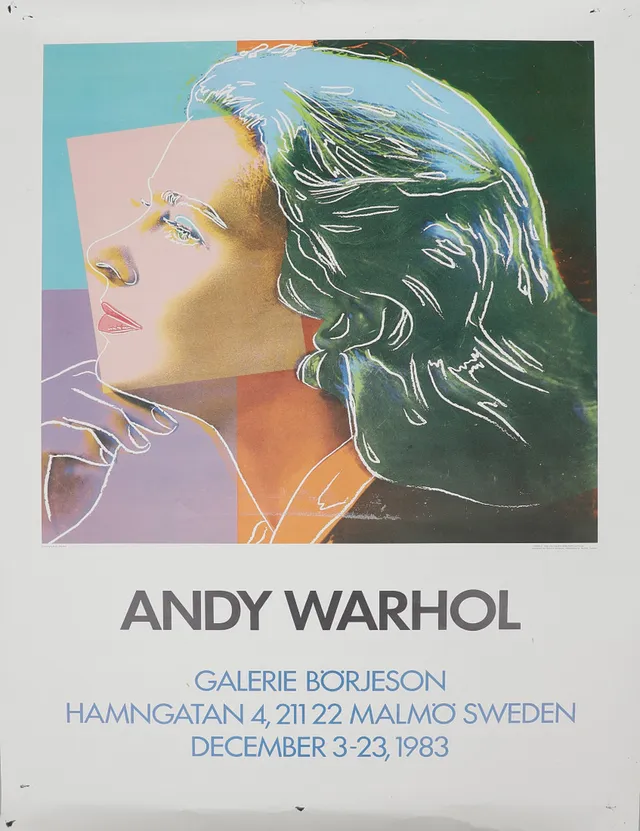 ANDY WARHOL. Efter, Utställningsaffisch, Galerie Börjesson 1983.