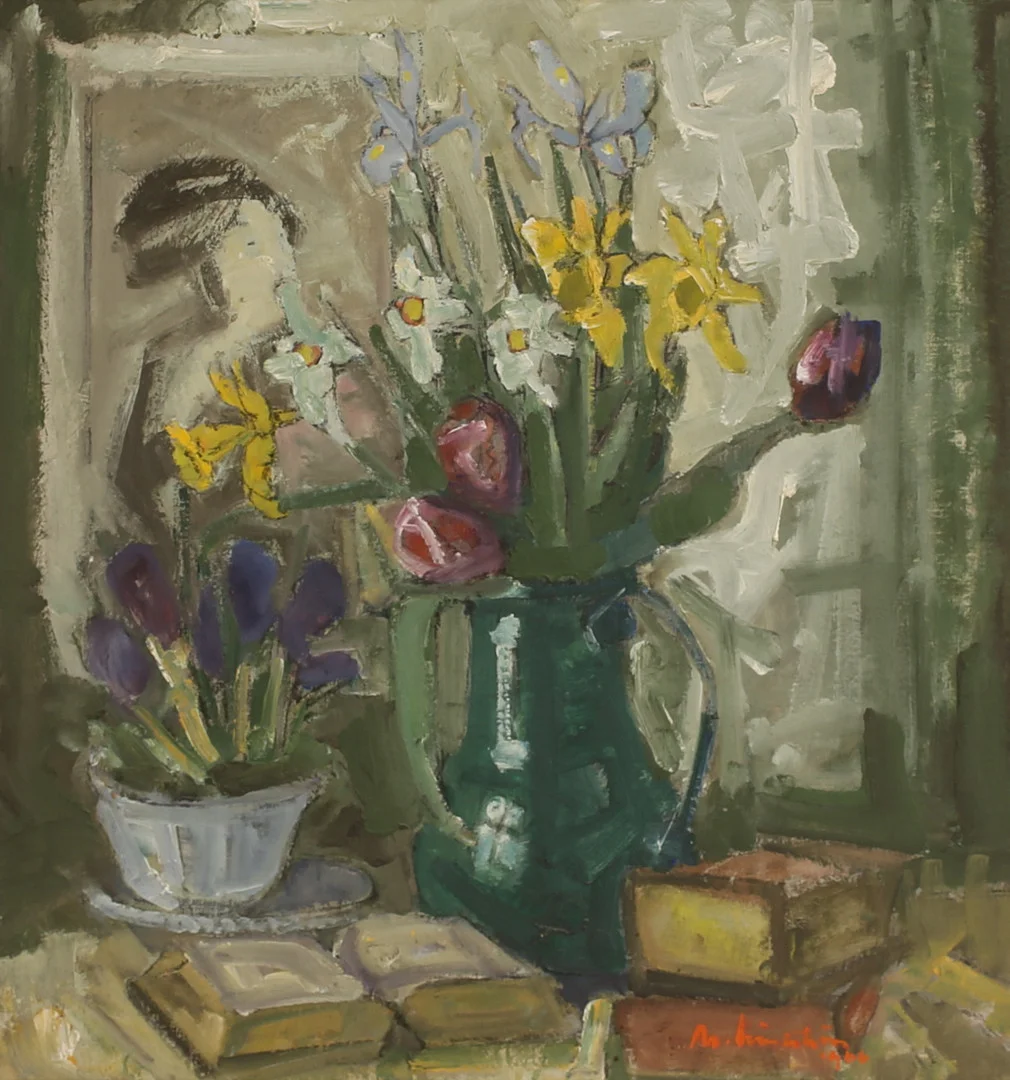 MARTIN LINDSTRÖM. Olja på pannå, stilleben, signerad och daterad 1966. — Paintings — RA Auktionsverket Norrköping