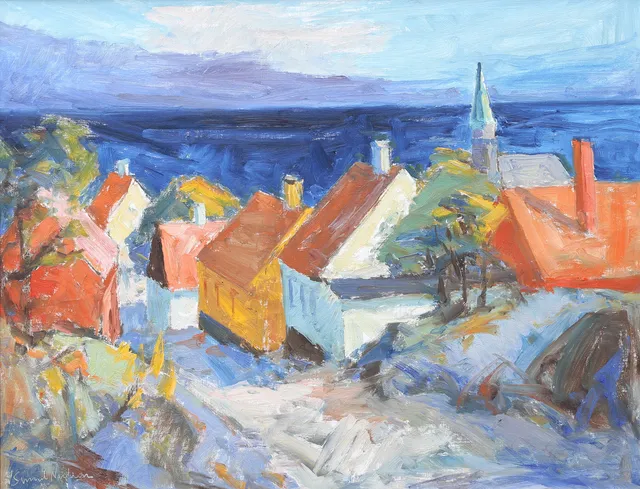 SVEND NIELSEN. "Från Bornholm", olja på duk, signerad.