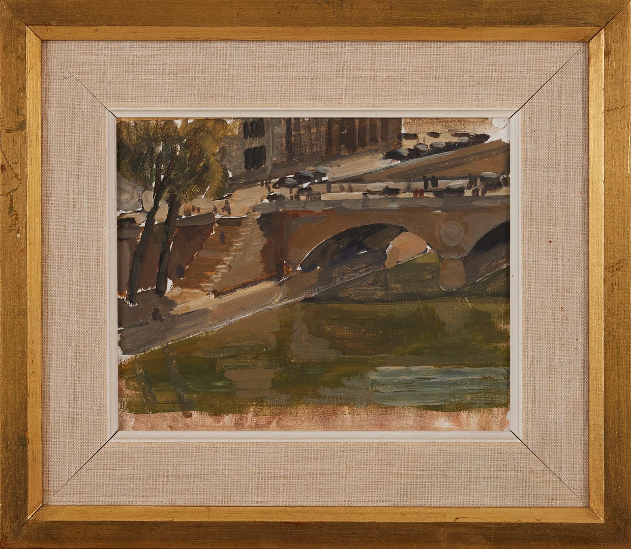 LOUIS BASTIN. Bro över en flod, Paris, olja på duk. — Paintings — Stockholms Auktionsverk Magasin 5