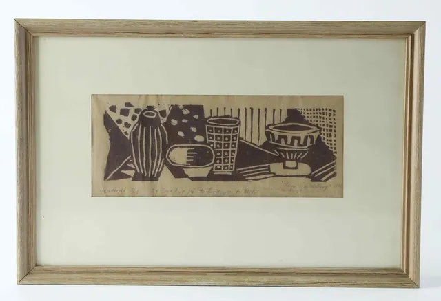 TAGE SAHLBERG. Linoleumtryck, numrerad 5/20, signerad 1952.