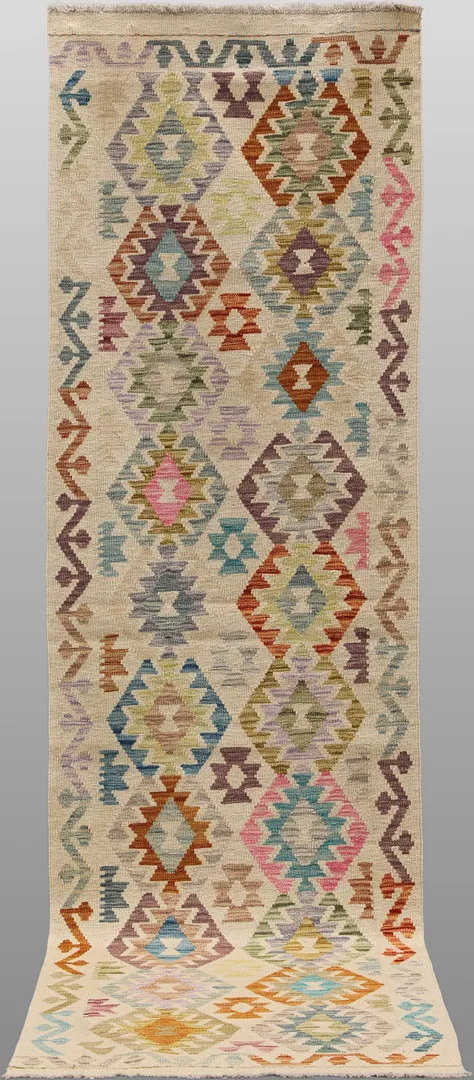 ORIENTMATTA, kelim, handvävd, klassisk design gallerimodell, ca 296 x 78 cm.