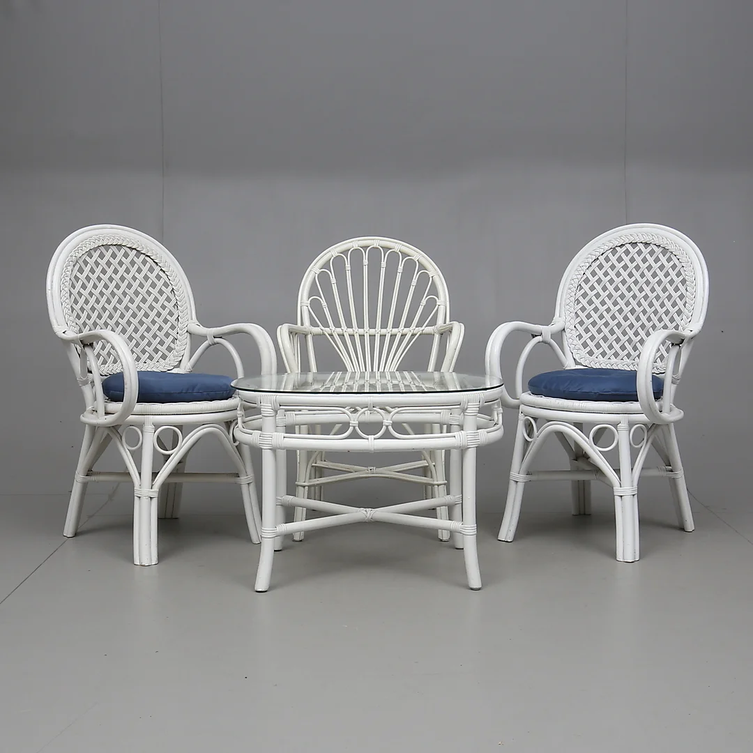 SITTGRUPP, 4 delar, rotting, 1900-talets andra hälft. — Sofas & Seatings — Gomér & Andersson Norrköping