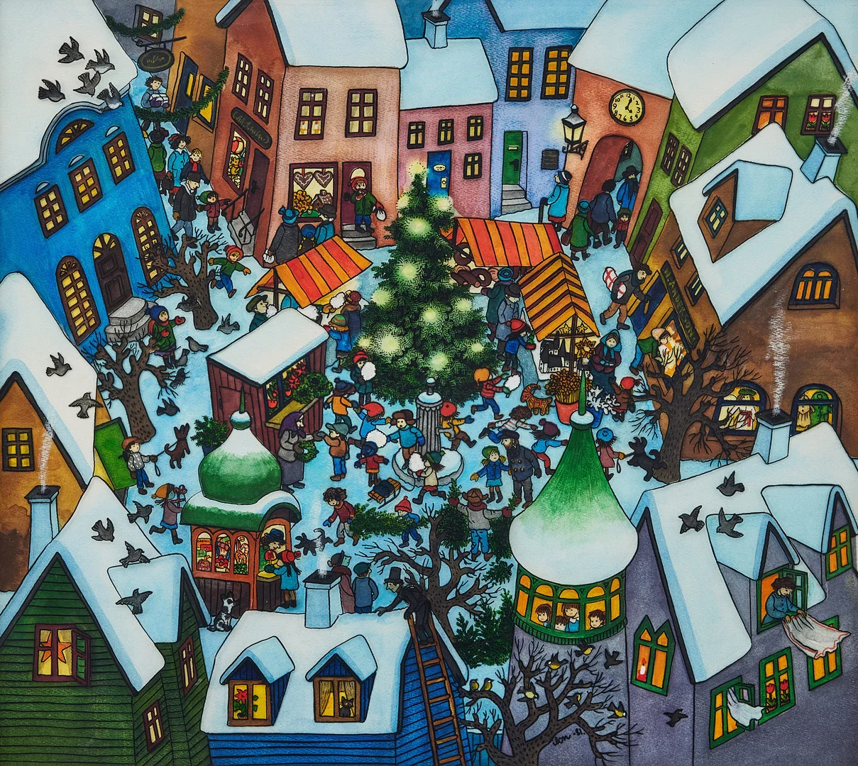 ILON WIKLAND. Christmas market at the square. — Paintings — Stockholms Auktionsverk Fine Art