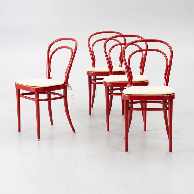 Stolar, 4 st, Thonet, modern tillverkning.