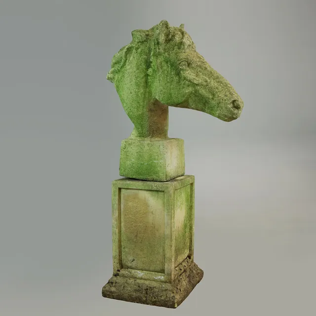 GARDEN STATUE, HORSE'S HEAD (2).