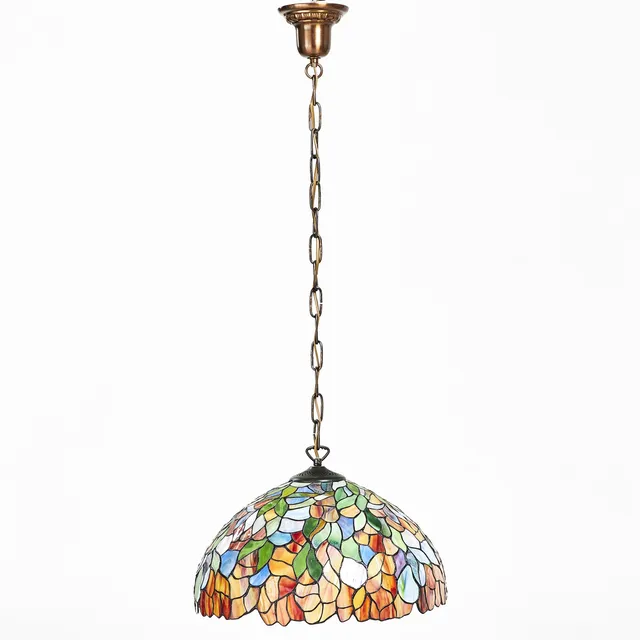 TAKLAMPA. Tiffany, 1900-talets andra hälft, etikettmärkt Nostalgia design.