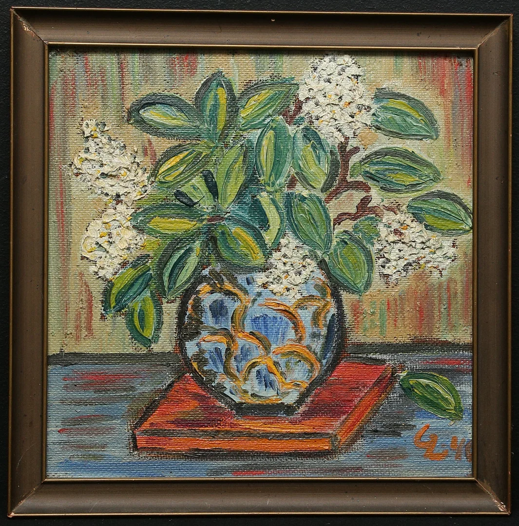 OIDENTIFIERAD KONSTNÄR. olja på pannå, monogramsignerad samt troligen daterad -40. — Paintings — Gomér & Andersson Linköping