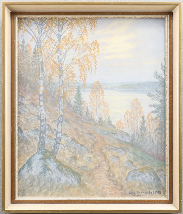 ERIC RHÖNNSTAD. Olja på pannå, signerad 1951.