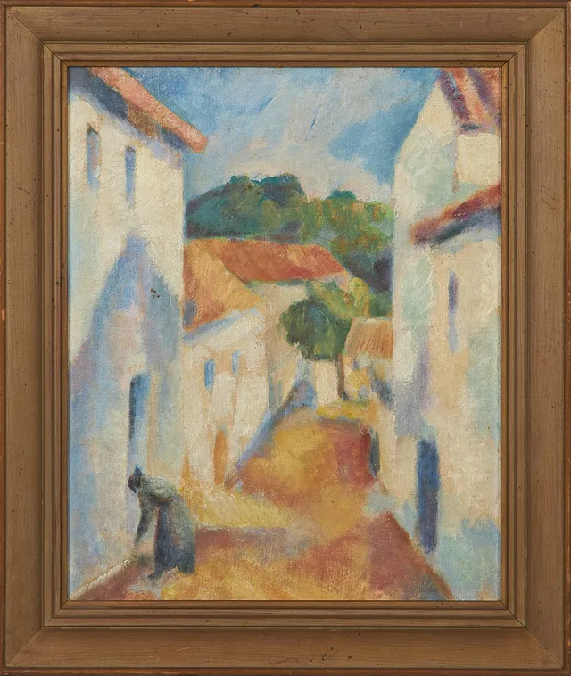 HADAR JÖNZÉN (1885-1977). "Motiv fr. Alcalá de Guadaíra, i Sevillas närhet", olja påpannå, signerad samt daterad.