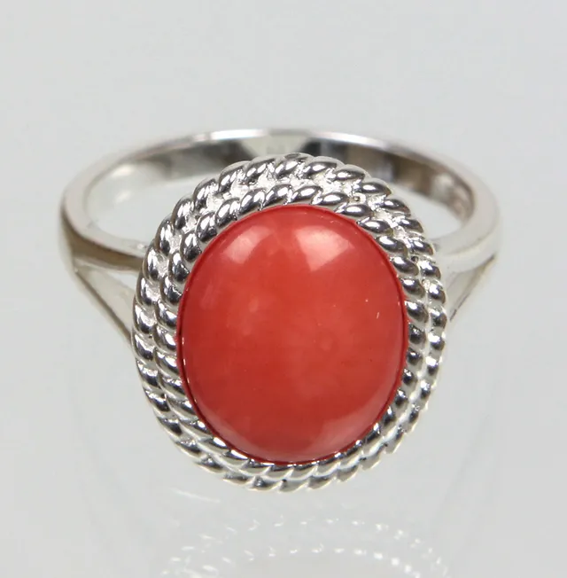 KORALLE RING, Silber 925.