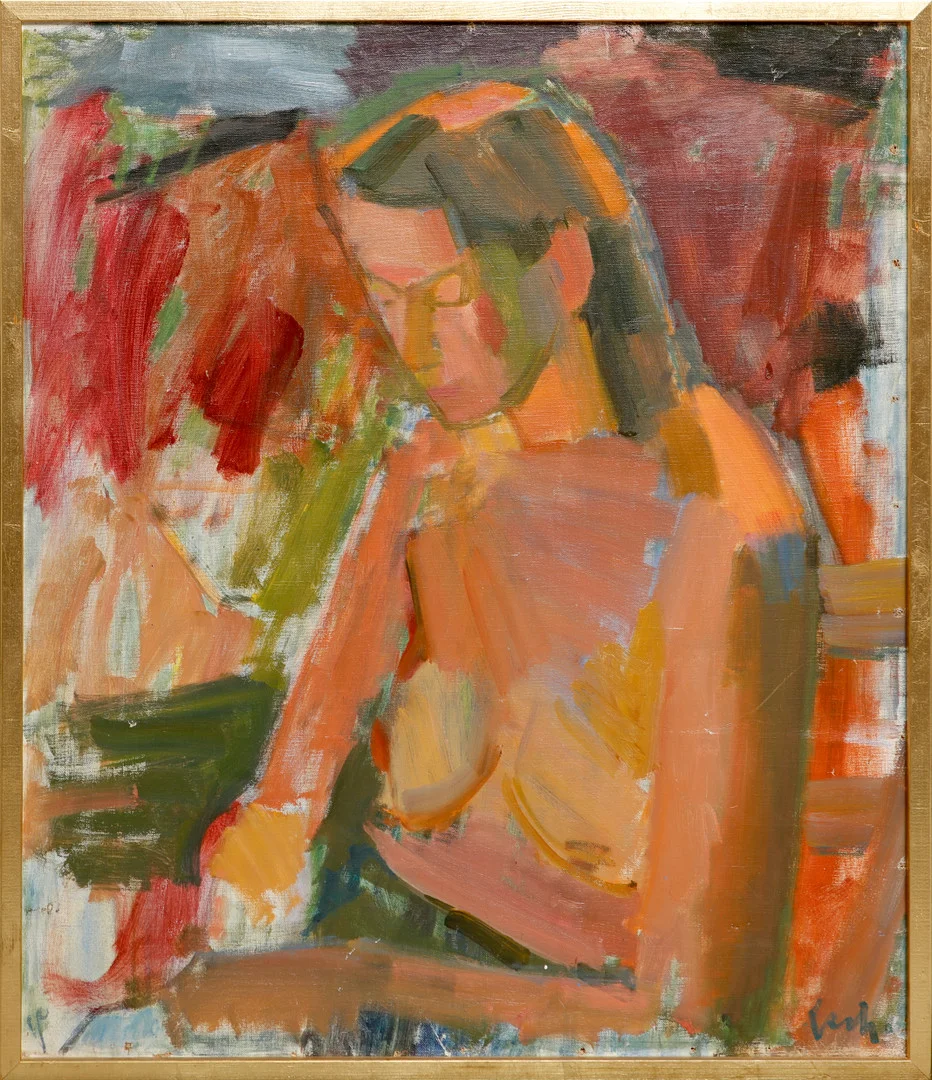 GERHARD LUNDBERG. Sittande modell. Olja på duk, signerad. Utförd 1958. — Paintings — Göteborgs Auktionsverk