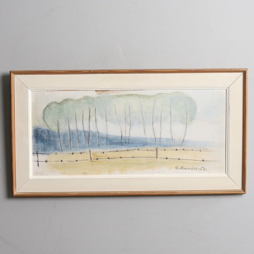 EBBA RAMÉN (1910-1957). Olja på duk, "Björket", signerad och daterad -54. — Paintings — Örebro Stadsauktioner