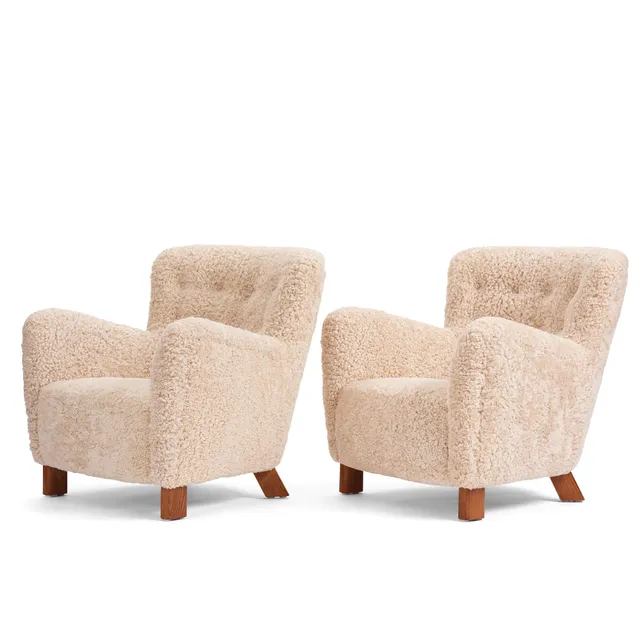 Fritz Hansen, fåtöljer 1 par, modell "1669", Danmark 1940-50-tal.