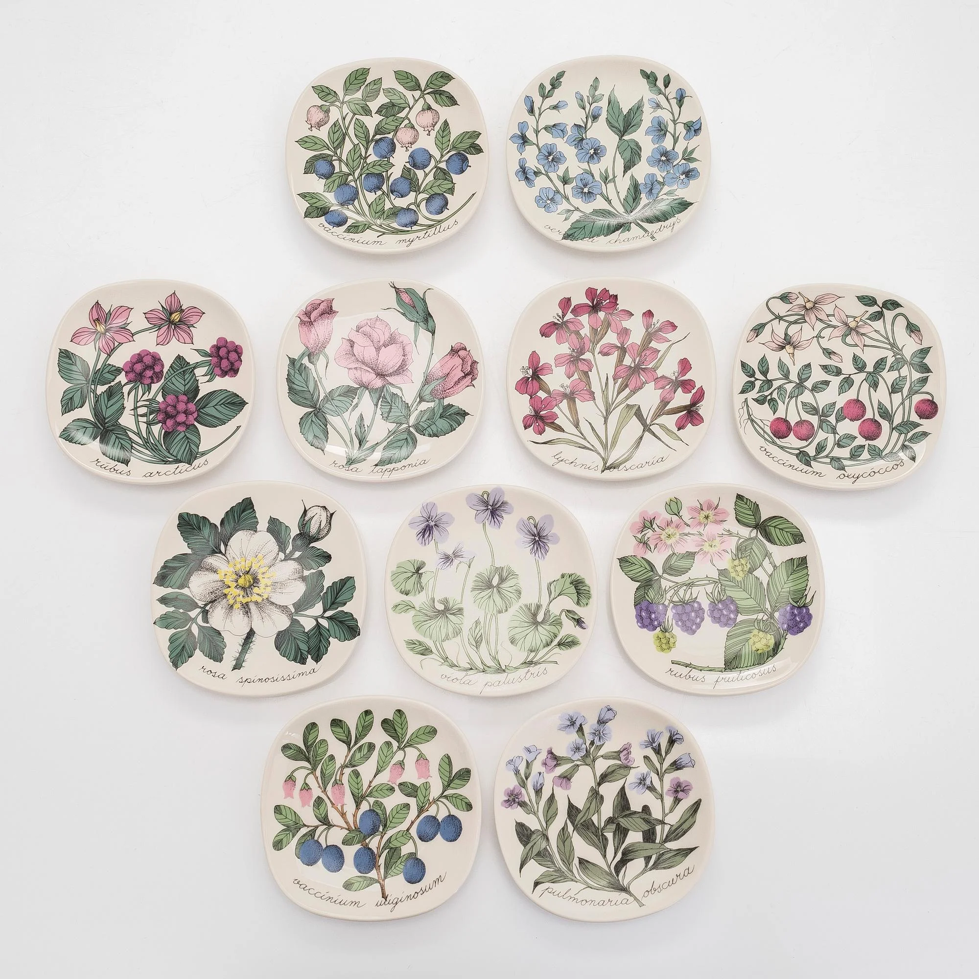 Esteri Tomula, väggfat, 11 st, "Botanica", Arabia, 1970-80-tal. — Design/Keramik — Bukowskis