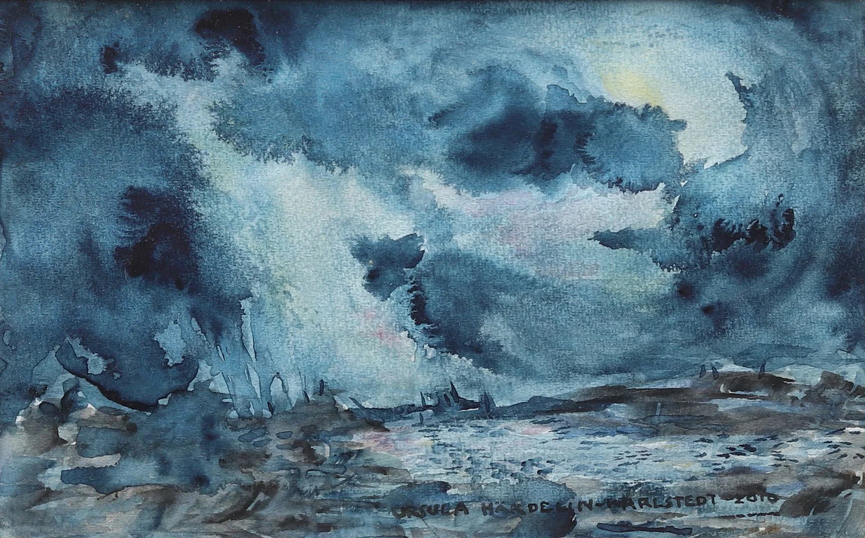 URSULA HÄRDELIN KARLSTEDT (1937-2022). "Stormvarning", akvarell, signerad och daterad 2016. — Paintings — Garpenhus Auktioner