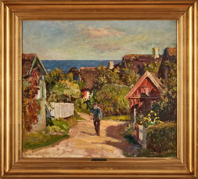 VIGGO PEDERSEN. Arildsläge, olja på duk, 45,5x51,5 cm.