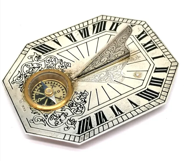 STERLING SILVER BUTTERFIELD DESIGNED POCKET SUNDIAL.
