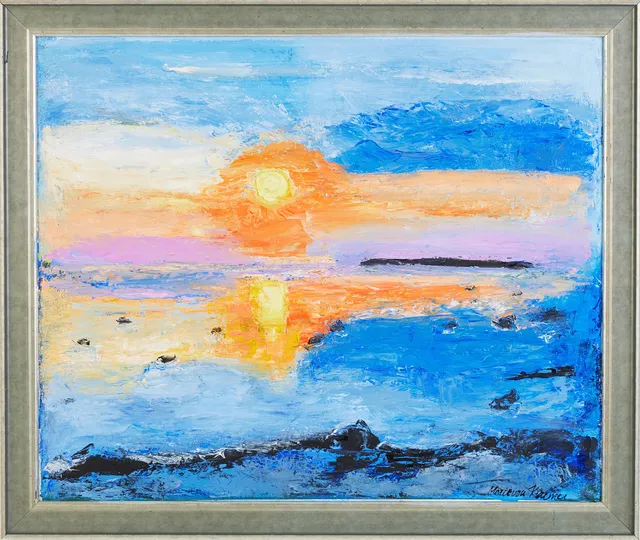 MARIE VON KRAEMER. "Solnedgång, Stora Karlsö, Gotland", olja på duk, signerad.